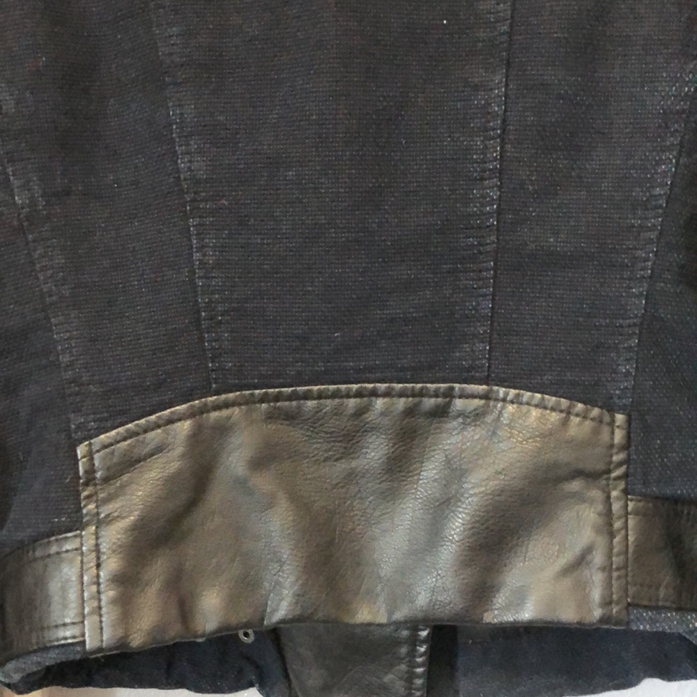 Blank NYC blue black canvas faux leather jacket Women's M biker motorcycle punk - Picture 12 of 16